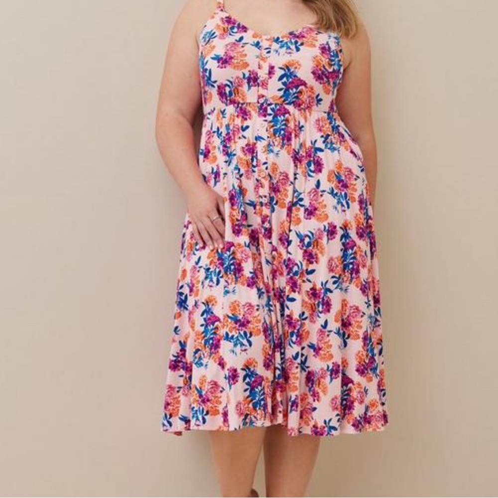 Midi Super Soft Button-Front Skater Dress